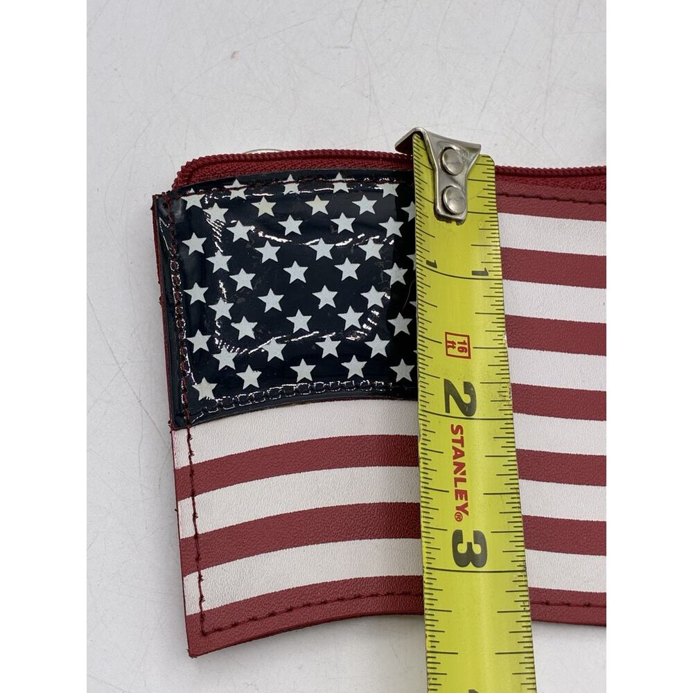 Vintage Rolfs Leather American Flag Coin Purse Keychain Patriotic USA Sparkle - Picture 4 of 6
